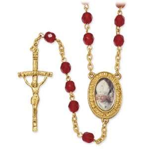  Gold tone, red glass bead Pope John Paul II Commemorative 