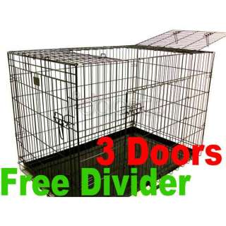 24 3 Door Black Folding Dog Crate Cage Kennel Three 2  
