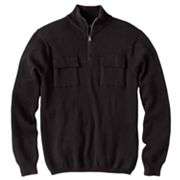 Chaps 1/4 Zip Suede Patch Sweater