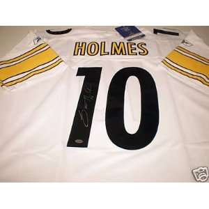 Santonio Holmes Autographed Pittsburgh Steelers White Reebok Jersey