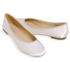   Crystal Rhinestone Satin Ballet Flats in White size SMALL (5 6)  