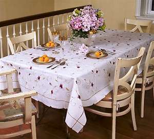 BEAUTIFUL EMBROIDERY FLORAL ASCOTT DESIGN TABLECLOTH WHITE or IVORY 