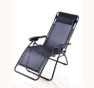   Gravity Chair Folding Recliner Outdoor Lounge Chairs Patio Pool Black