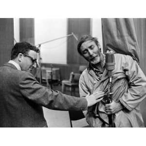 Spike Milligan with Peter Sellers Rehersing for the Goons Radio Show 