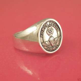 Marine USMC Force Recon Ring   Solid Sterling Silver  