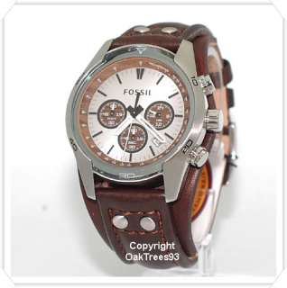 FOSSIL MENS CHRONOGRAPH CUFF LEATHER WATCH CH2565  