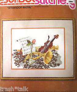   Stitchery Crewel Kit Afternoon Recital Rossi Violin French Horn  