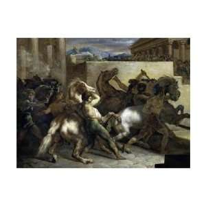 Theodore Gericault   Run Of The Wild Horses In Rome Giclee