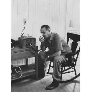  Senator Lyndon B. Johnson Trying Out Short Wave Radio at 