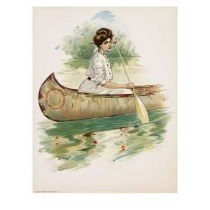   Canoeing by Thomas Mitchell Peirce Giclee Poster Print
