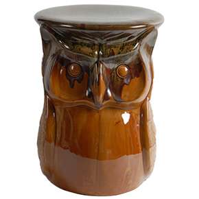 Porcelain Owl Garden Stool Brown 12.5x17   67357  