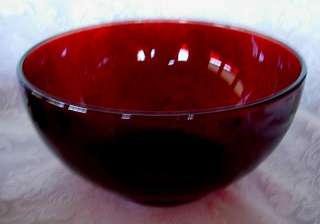Vintage Very Large ANCHOR HOCKING ROYAL Ruby Red Glass Bowl  