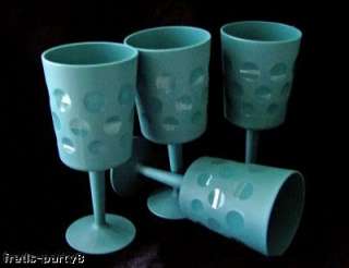 Pier 1 Blue Goblet / Goblets Glasses Set of 4 New  