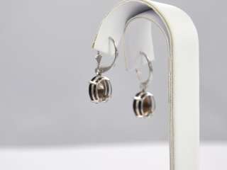 14k White Gold Oval Shaped Smoky Topaz Dangle Earrings  