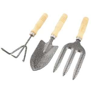   Set Rake w Pointed Shovel w 3 Teeth Digging Fork Patio, Lawn & Garden