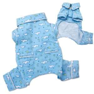   Flannel Fluffy Clouds Dog Pajamas   Light Blue   XS