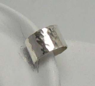   Sterling Silver 4.5 mm wide Hammered Ear Band Wrap non pierced  