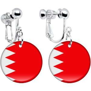  Bahrain Flag Clip on Earrings Jewelry