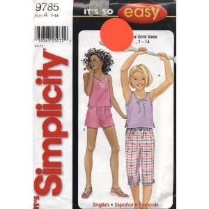   Easy Girls Tops, Pants and Shorts Sewing Pattern # 9785 Arts, Crafts