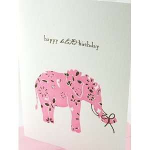  smudge ink elephant letterpress belated birthday greeting 