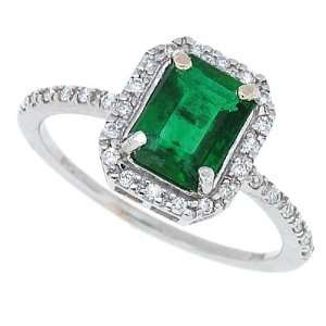  1.52Ct Emerald Cut Genuine Emeraldand Diamond Ring in 14Kt 