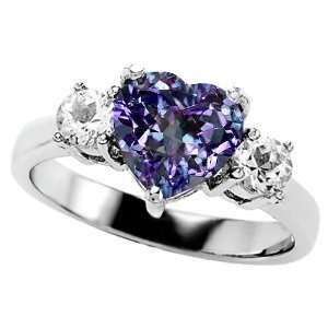  Simulated Alexandrite Engagement Ring in .925 Sterling Silver Size 8