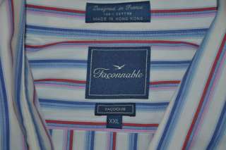 FACONNABLE FACOCLUB LONG SLEEVE BLUE RED PINK WHITE COTTON SHIRT MENS 