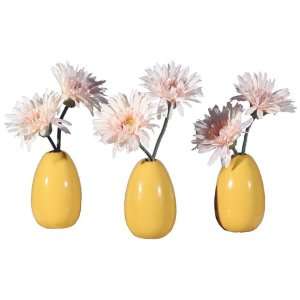  Set of 3 Artificial Gerbera Daisy with Egg Vase Home Decor 