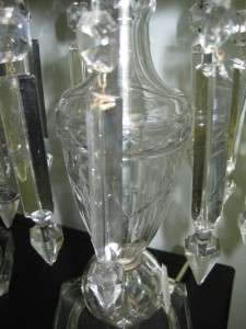   RARE PAIR OF ANTIQUE CRYSTAL PRISM HURRICANE LAMPS LIGHTS 28  