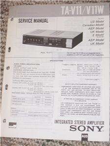 Sony TA V11/V11W Integrated Amplifier Service Manual  