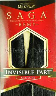   Way SAGA Remy 100% Human Hair Invisible Part Closure AUTHENTIC  