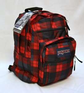 New Jansport Big Student Backpack Bag Red Plaid School Rucksack 