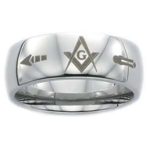   8mm Stainless Steel Masonic Freemason Mason Blue Lodge Ring (Size 13