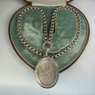 Splendid victorian silver locket and collar c.1880  