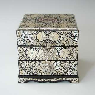   Pearl Wood Mens Jewelry Storage Keepsake Decorative Art Deco Box Chest