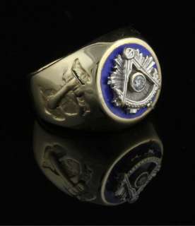 Past Master Masonic Diamond Custom Ring   10k White Yellow Gold Masons 