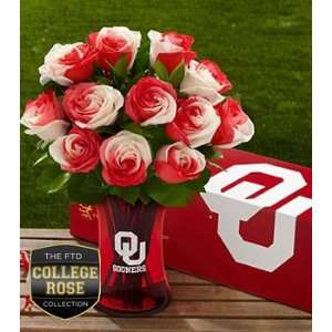 The FTD University Of Oklahoma Sooners Rose Flower Bouquet   12 Stems 