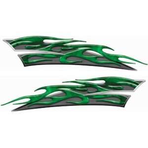   Reflective Inferno Green Motorcycle Gas Tank Flame Decals Automotive