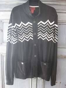 Missoni for Target black/white zigzag cotton blend cardigan Size L NEW 