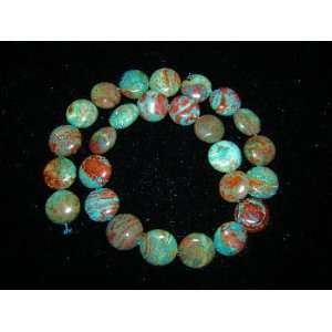  Imperial Turquoise Gemstone Coins  15mm  15.5 Strand 