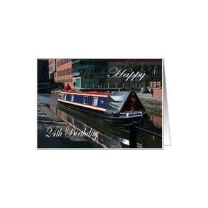  Happy 24th Birthday canal boat Card Toys & Games
