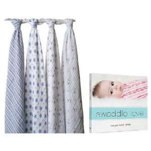 Aden + Anais 4 Pack Prince Charming Swaddle Set with Swaddle Love Book