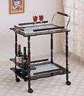 Cherry Wood Serving Cart with Frosted Glass Shelves 910