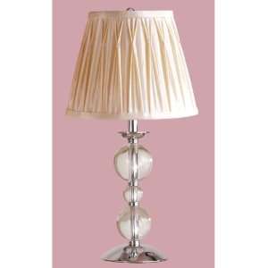   Light Table Lamp, Chrome with Crystal Balls, Fabric Shade, B9325