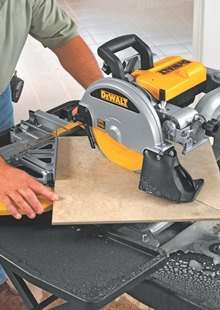 Make accurate tile and stone cuts with the DEWALT 10 Inch Wet Tile Saw 