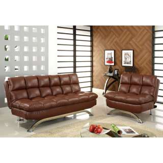 Mussina Brown Leather 2 piece Sofa / Futon Set  
