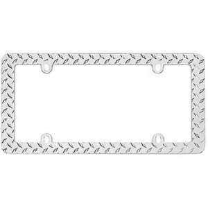 UAA LP 108C Chrome Plated Cris Cross Diamond Cut Style License Plate 