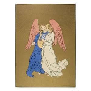  Two Angels with a Harp Giclee Poster Print, 12x16