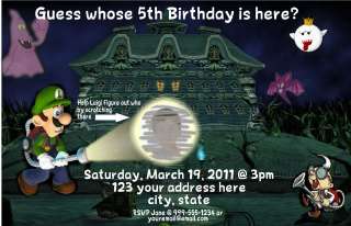 Luigis Mansion Scratch Off Party Invitation Favor  