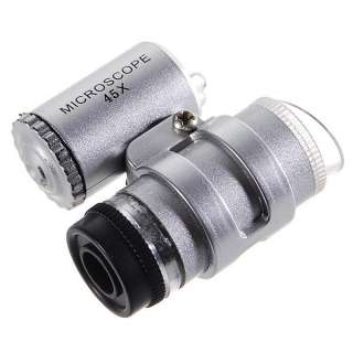45X Jeweler Loupe Magnifying Glass Microscope With LED  